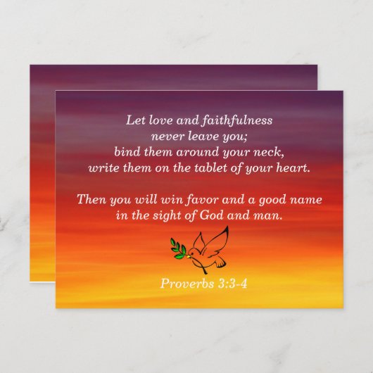 Spreuken 3:3-4 Betrouwbaarheid Bijbeltekst om te o Briefkaart (Voorkant / Achterkant)