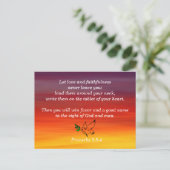 Spreuken 3:3-4 Betrouwbaarheid Bijbeltekst om te o Briefkaart (Staand voorkant)