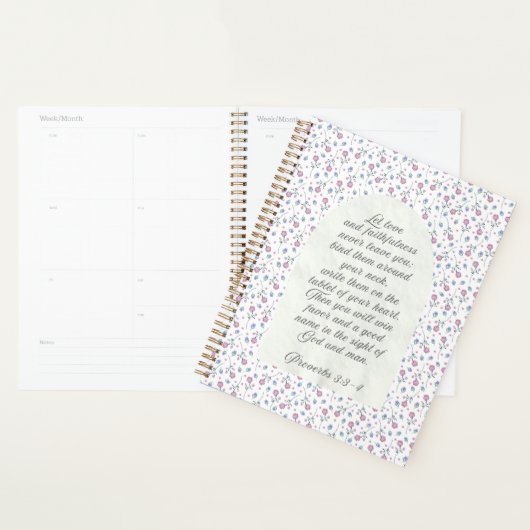 Spreuken 3:3–4 Bloemig Bijbelvers  Planner (Display)