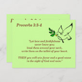 Spreuken 3:3-4 Trouw Bijbeltekst Geheugen Briefkaart (Voorkant / Achterkant)