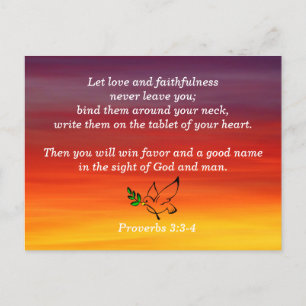 Spreuken 3:3-4 Trouw Bijbeltekst Geheugen Briefkaart