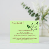 Spreuken 3:3-4 Trouw Bijbeltekst om te onthouden Briefkaart (Staand voorkant)