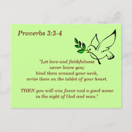 Spreuken 3:3-4 Trouw Bijbeltekst om te onthouden Briefkaart