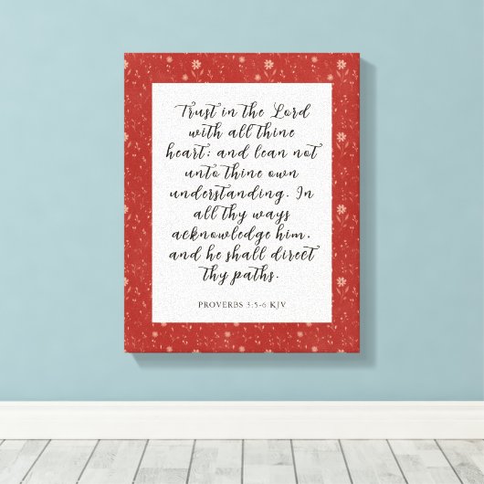 Spreuken 3:5-6 KJV Bijbelvers Afbeelding Canvas Afdruk (Insitu (Houten vloer))