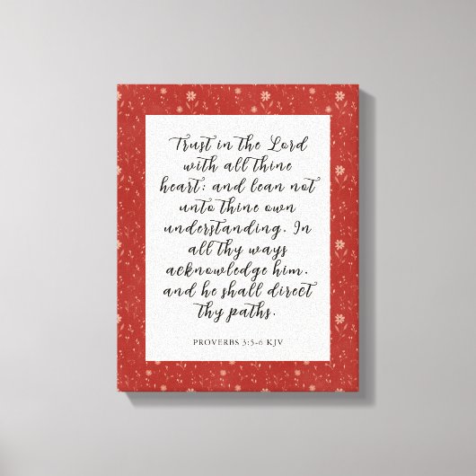 Spreuken 3:5-6 KJV Bijbelvers Afbeelding Canvas Afdruk (Voorkant)