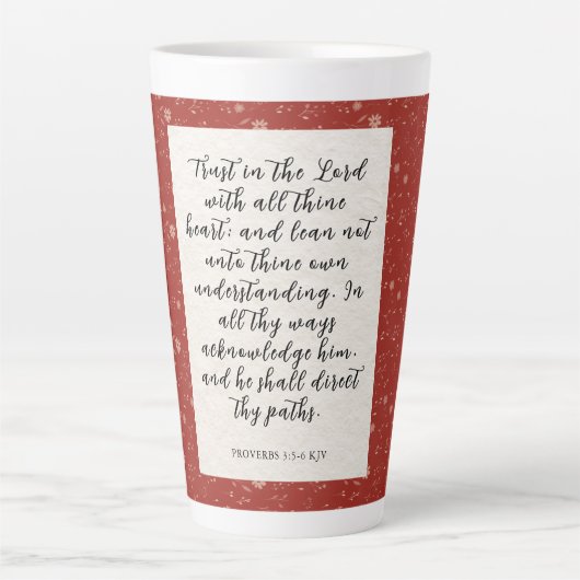 Spreuken 3:5-6 KJV Bijbelvers Afbeelding Latte Mok (Voorkant)