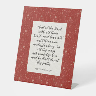 Spreuken 3:5-6 KJV Bijbelvers Afbeelding Reclamebord Met Voetstuk