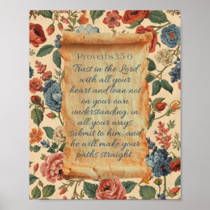 Spreuken 3:5–6 Vertrouw op de Heer Bijbelvers Poster