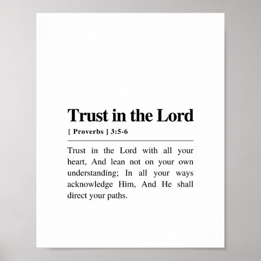 Spreuken 3:5-6 Vertrouw op de Heer Poster (Voorkant)