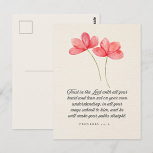 Spreuken 3:5–6 Vertrouw op de Heer Roze Bloemen Briefkaart