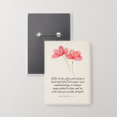 Spreuken 3:5–6 Vertrouw op de Heer Roze Bloemen Button (Voorkant / Achterkant)