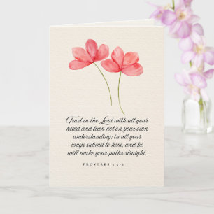 Spreuken 3:5–6 Vertrouw op de Heer Roze Bloemen Kaart