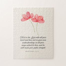 Spreuken 3:5–6 Vertrouw op de Heer Roze Bloemen Legpuzzel