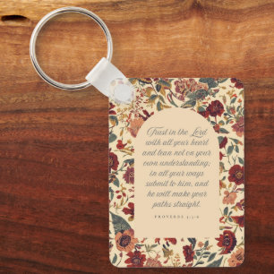 Spreuken 3:5–6 Vertrouw op de Heer Vintage Bloemmo Sleutelhanger
