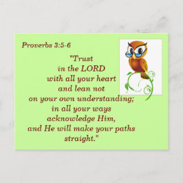 Spreuken 3:5-6 Vertrouw op het Bijbelvers Geheugen Briefkaart