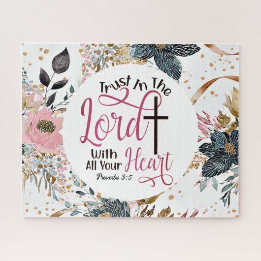 Spreuken 3:5 Vertrouw op het Bijbelvers Legpuzzel (Horizontaal)