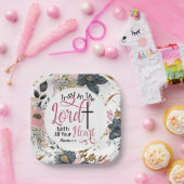 Spreuken 3:5 Vertrouw op het Bijbelvers Papieren Bordje (Feest)