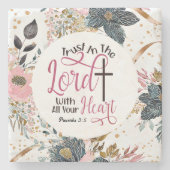 Spreuken 3:5 Vertrouw op het Bijbelvers Stenen Onderzetter (Voorkant)