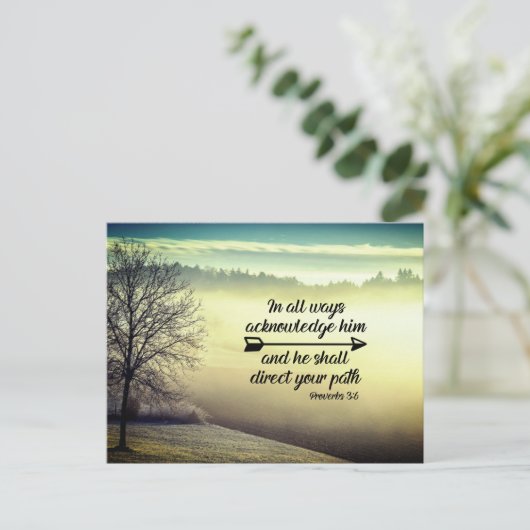 Spreuken 3:6 Hij zal uw pad leiden Bijbel Verse Briefkaart (Staand voorkant)