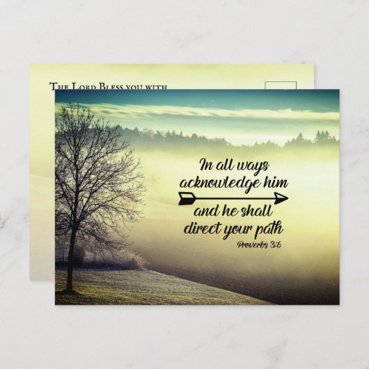 Spreuken 3:6 Hij zal uw pad leiden Bijbel Verse Briefkaart (Voorkant / Achterkant)