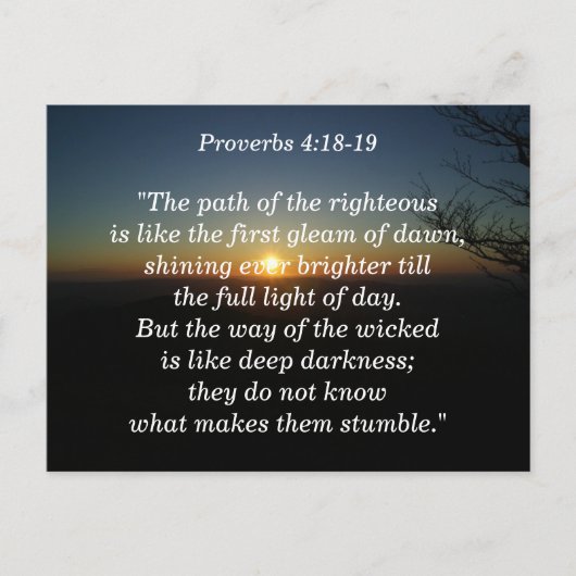 Spreuken 4:18-19 Geheugen van de Schrift Kaart (Voorkant)