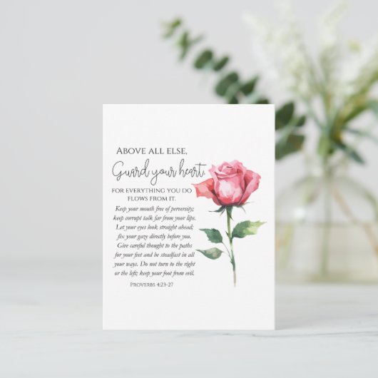 Spreuken 4:23-27 Bewaak uw hart, Schriftbloem Briefkaart (Staand voorkant)