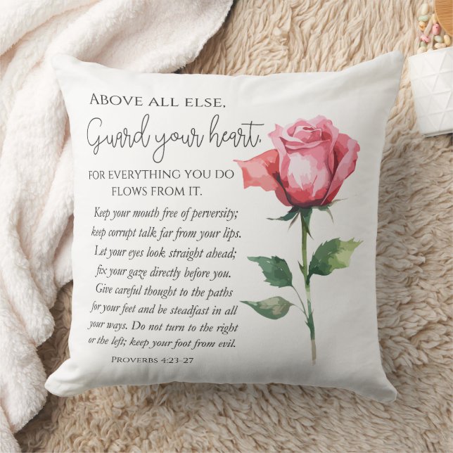 Spreuken 4:23-27 Bewaak uw hart, Schriftbloem Kussen (Deken)