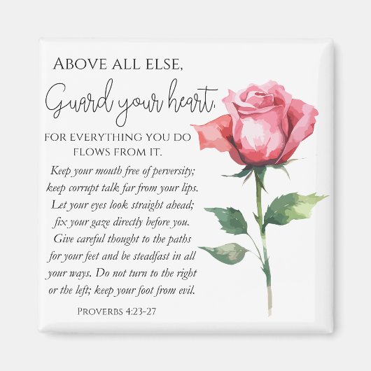 Spreuken 4:23-27 Bewaak uw hart, Schriftbloem Magneet (Voorkant)