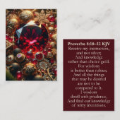 Spreuken 8:10-12 KJV Kaarten - XMAS Ruby Wisdom Visitekaartje (Voorkant / Achterkant)