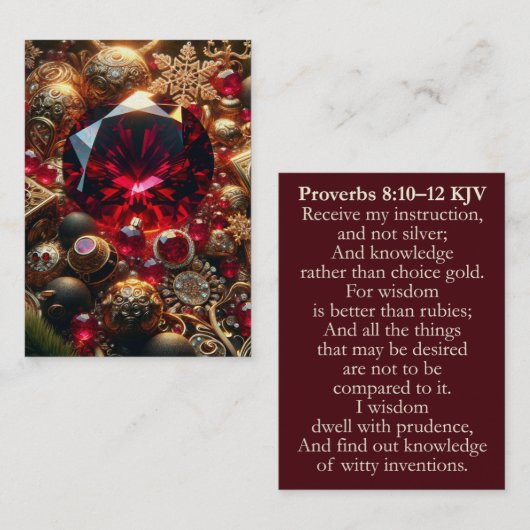 Spreuken 8:10-12 KJV Kaarten - XMAS Ruby Wisdom Visitekaartje (Voorkant / Achterkant)