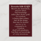 Spreuken 8:10-12 KJV Kaarten - XMAS Ruby Wisdom Visitekaartje (Achterkant)