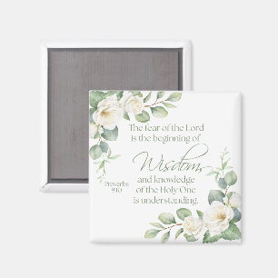 Spreuken 9:10 Eucalyptus Witte Rozen Salie Groen Magneet