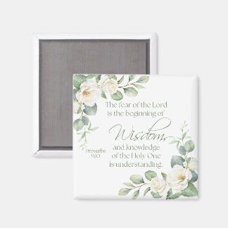 Spreuken 9:10 Eucalyptus Witte Rozen Salie Groen Magneet