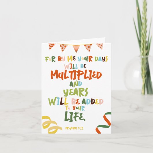 Spreuken 9:11  Bijbelvers Verjaardag Bedankkaart (Voorkant)