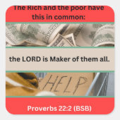 Spreuken Bericht - Spreuken 22-2 - Vierkante Sticker (Voorkant)