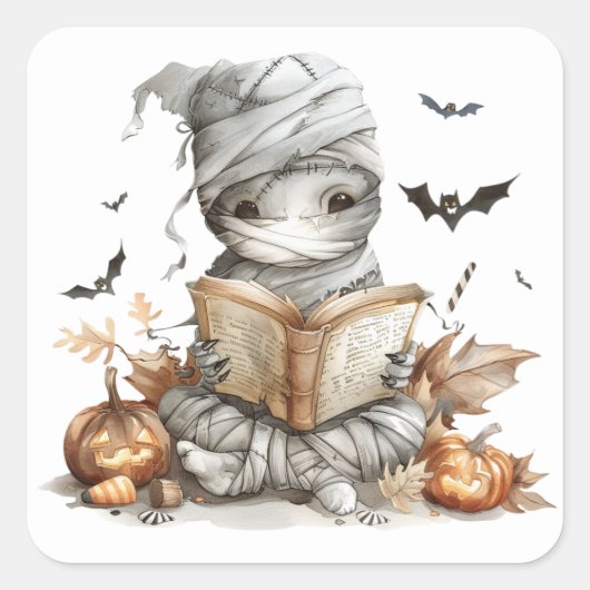 Spreuken & Verhalen – Mummy Envelope Seals Vierkante Sticker (Voorkant)