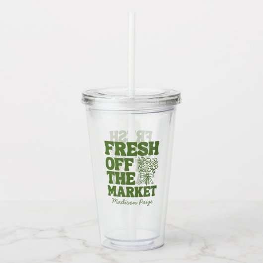 Spreukerige Verse Van De Markt Groen Bruidsmeisjes Acryl Drinkbeker (Voorkant)