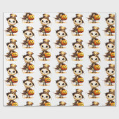 Spreukige Hoedenman Jack-o'-Lantern Witte Hallowee Cadeaupapier (Vlak)