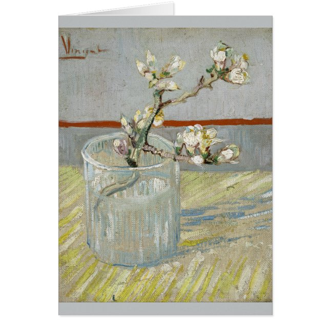 Sprig bloeiende amandelen in een glas van Van Gogh (Voorkant)