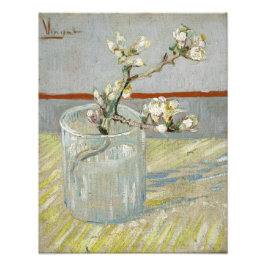 Sprig bloeiende amandelen in een glas van Van Gogh Foto Afdruk