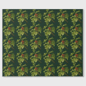 Sprig of Holly Christmas Red Berry  Cadeaupapier (Vlak)