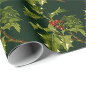 Sprig of Holly Christmas Red Berry  Cadeaupapier (Rol Hoek)