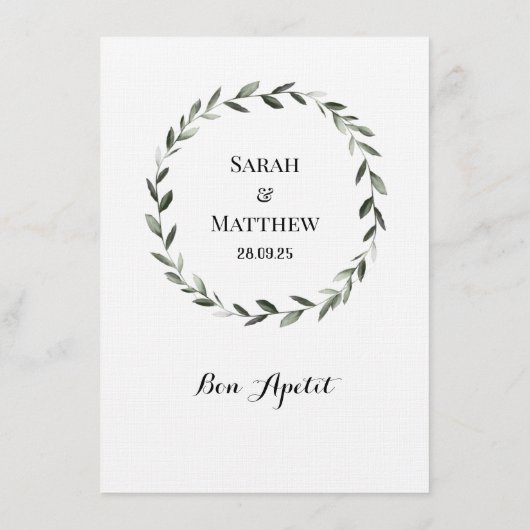 Sprig Wreath Classic Weddenrenmenu Menu (Achterkant)