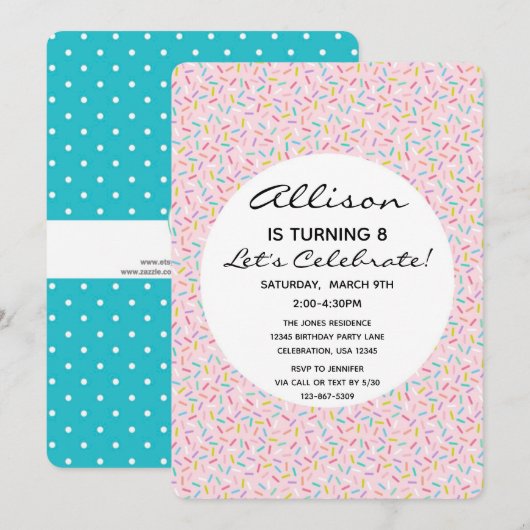 Sprikle Cupcake Girl Birthday Cake Kaart (Voorkant / Achterkant)