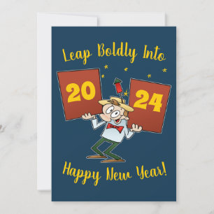 Spring 2024 Nieuwjaarsviering Cartoon Moedig Vooru Feestdagenkaart