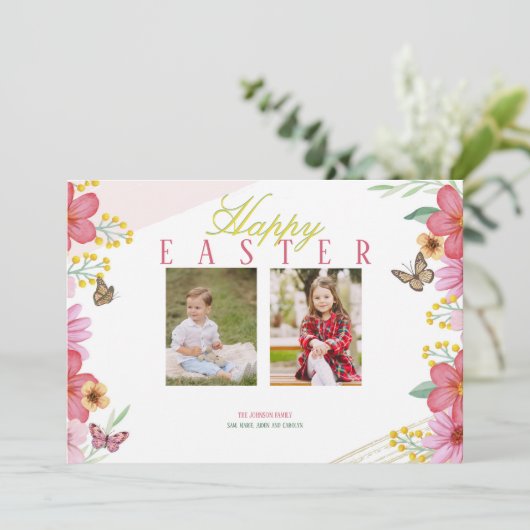 Spring 2 Foto Wenskaart Feestdagenkaart (Staand voorkant)