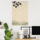 Spring 3, bloemblaadjes in de wind, seizoensgebond poster (Thuiskantoor)