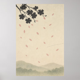 Spring 3, bloemblaadjes in de wind, seizoensgebond poster