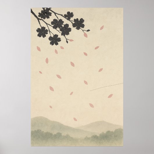 Spring 3, bloemblaadjes in de wind, seizoensgebond poster (Voorkant)