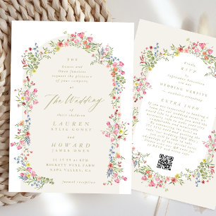 Spring alles in één RSVP DETAILS bloemenboog bruil Kaart